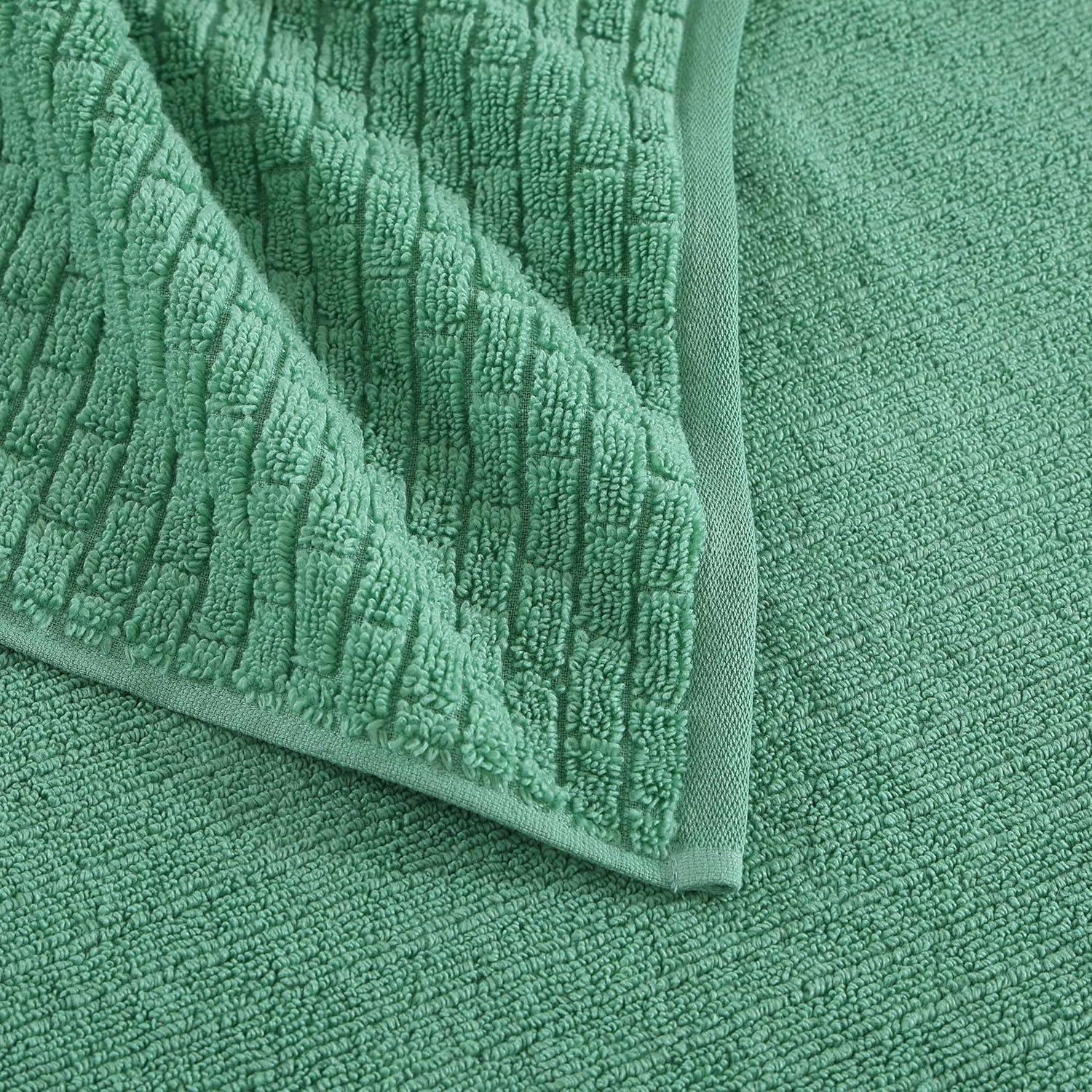 imageTommy Hilfiger Bath Towel Set Absorbent Cotton with Zero Twist Construction Medium Weight Dorm Essentials OekoTex Certified Brick Texture White 6 PackBrick Texture Medium Green