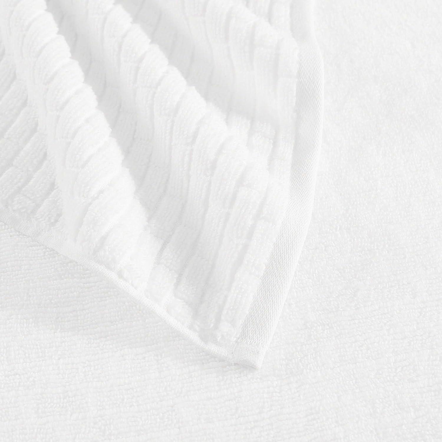 imageTommy Hilfiger Bath Towel Set Absorbent Cotton with Zero Twist Construction Medium Weight Dorm Essentials OekoTex Certified Brick Texture White 6 PackBrick Texture White