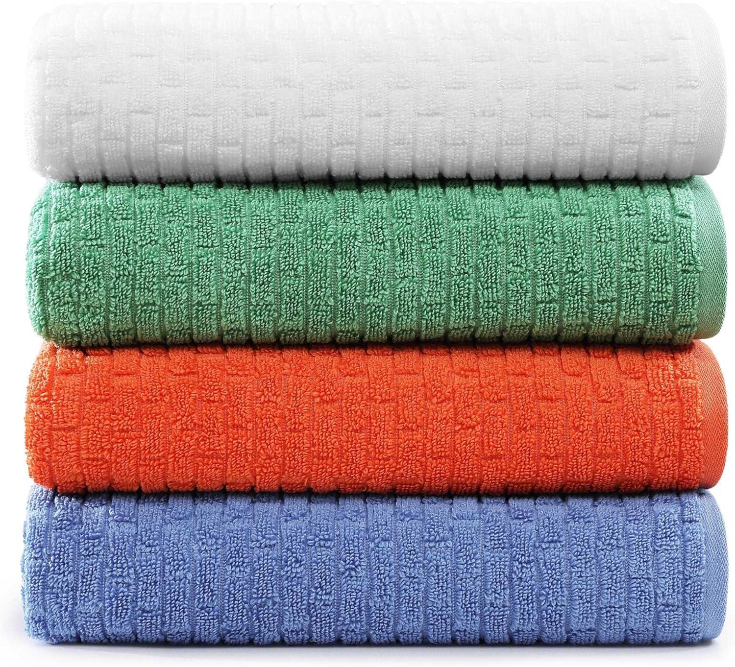 imageTommy Hilfiger Bath Towel Set Absorbent Cotton with Zero Twist Construction Medium Weight Dorm Essentials OekoTex Certified Brick Texture White 6 PackBrick Texture Orange