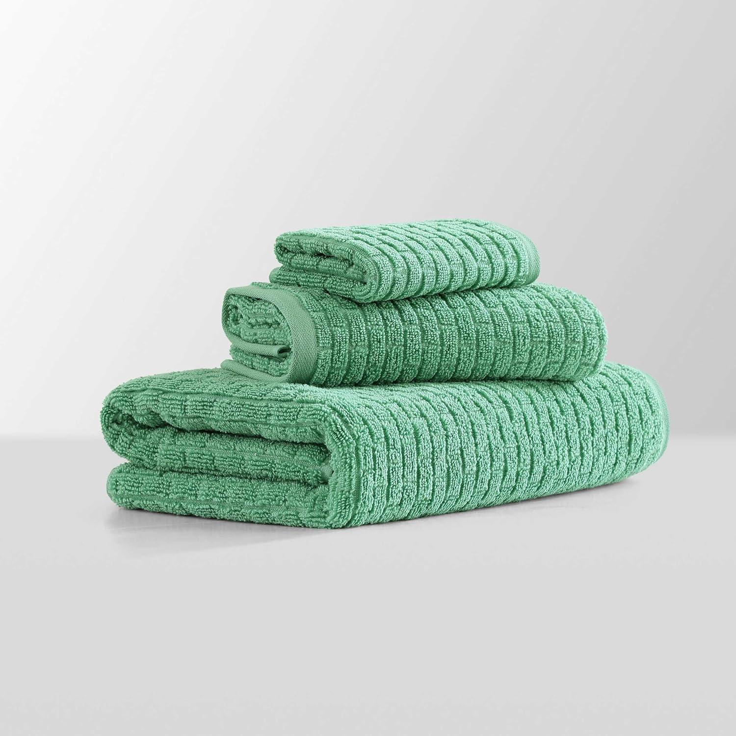 imageTommy Hilfiger Bath Towel Set Absorbent Cotton with Zero Twist Construction Medium Weight Dorm Essentials OekoTex Certified Brick Texture White 6 PackBrick Texture Medium Green