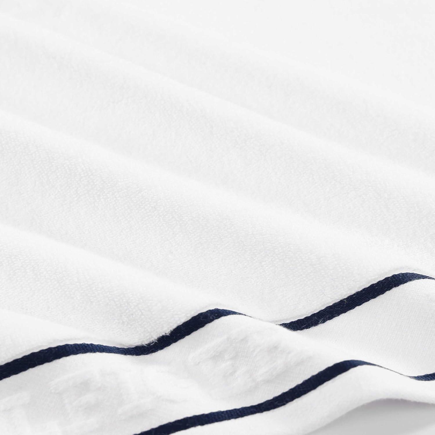 imageTommy Hilfiger Bath Towels UltraSoft ampamp Quick Drying with Zero Twist 600 GSM Bathroom Towels with Iconic Flag Accent Legacy Navy Blue 6 PieceLegacy White