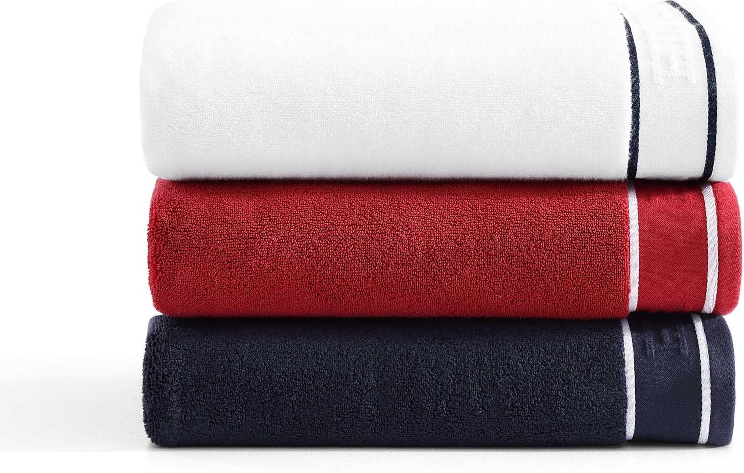 imageTommy Hilfiger Bath Towels UltraSoft ampamp Quick Drying with Zero Twist 600 GSM Bathroom Towels with Iconic Flag Accent Legacy Navy Blue 6 PieceLegacy Red