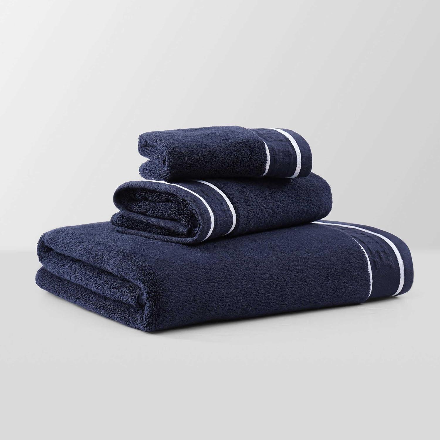 imageTommy Hilfiger Bath Towels UltraSoft ampamp Quick Drying with Zero Twist 600 GSM Bathroom Towels with Iconic Flag Accent Legacy Navy Blue 6 PieceLegacy Navy Blue