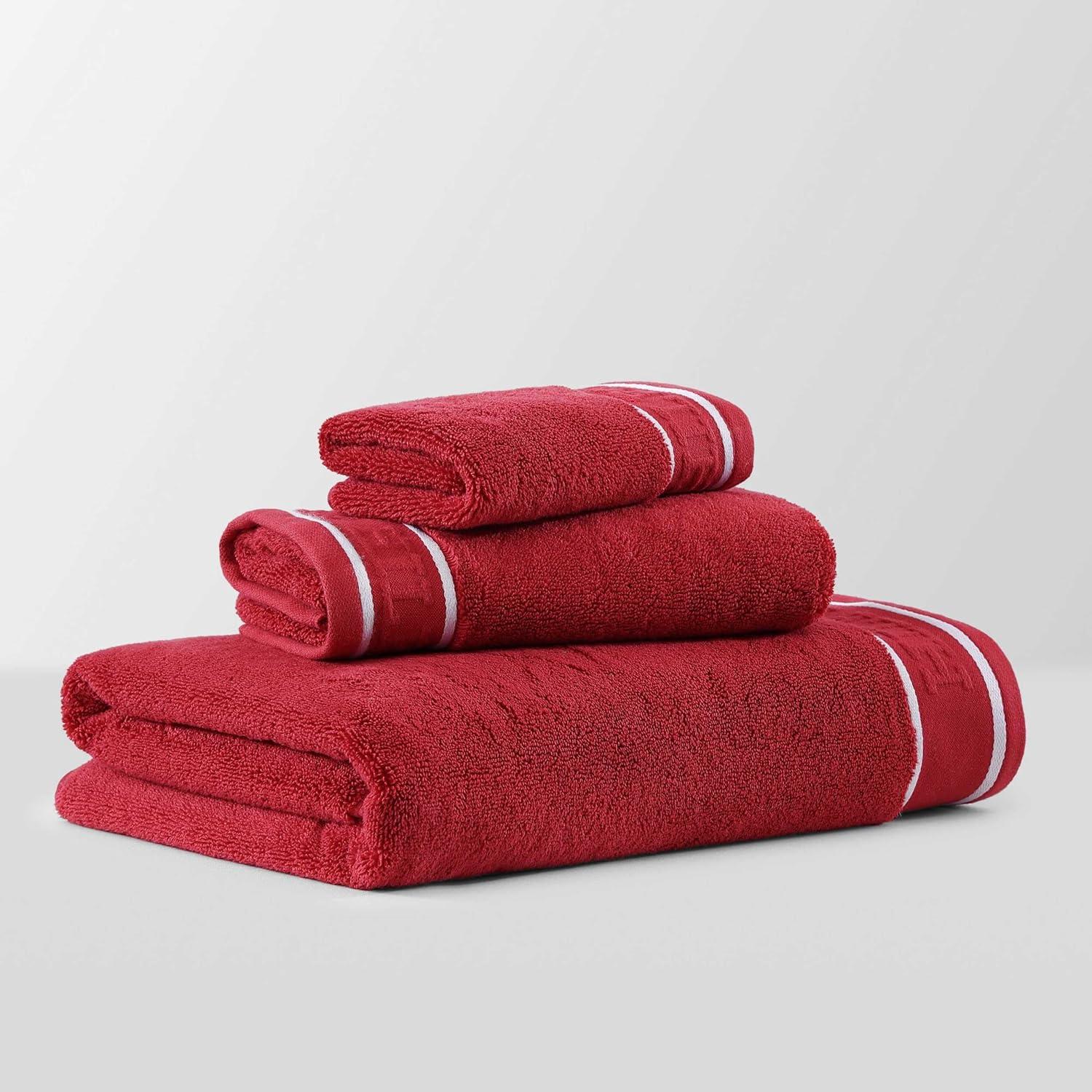 imageTommy Hilfiger Bath Towels UltraSoft ampamp Quick Drying with Zero Twist 600 GSM Bathroom Towels with Iconic Flag Accent Legacy Navy Blue 6 PieceLegacy Red