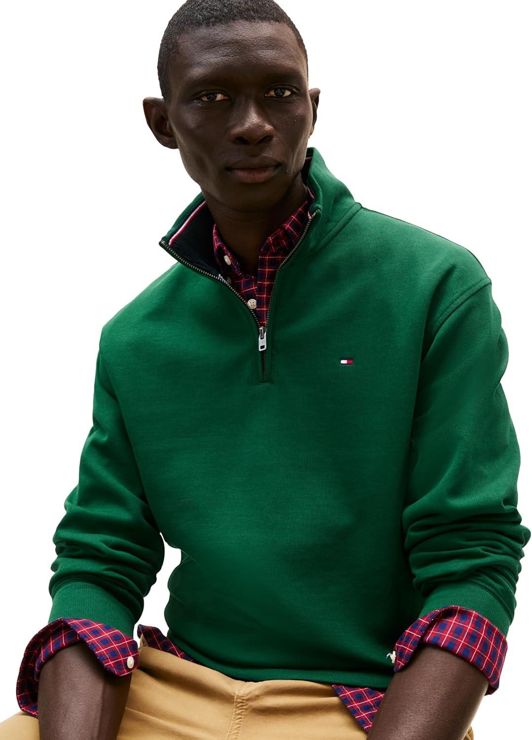 imageTommy Hilfiger Bill 14 Zip SweatshirtOrnamental Green