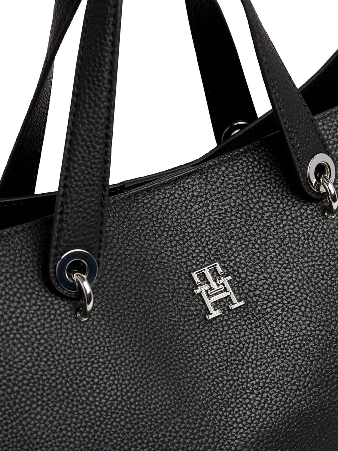 imageTommy Hilfiger Emblem Satchel Bag with Removable Crossbody StrapBlack