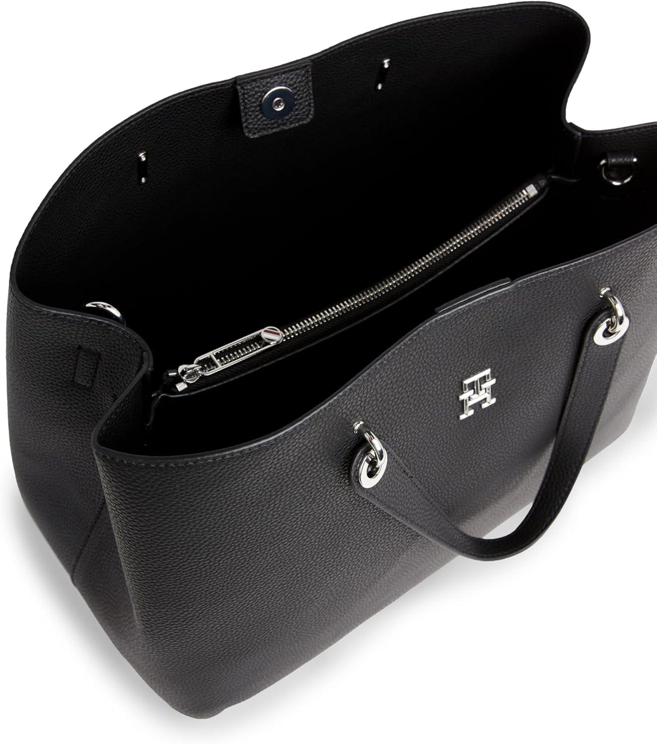 imageTommy Hilfiger Emblem Satchel Bag with Removable Crossbody StrapBlack
