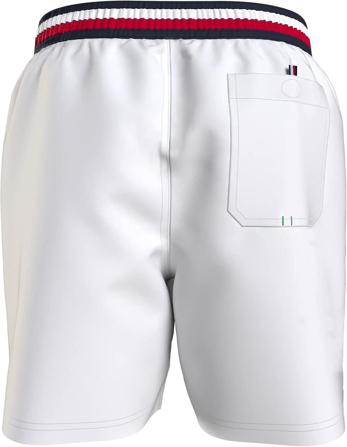 imageTommy Hilfiger Mens 7 Flag Swim Trunks with Quick DryTommy White