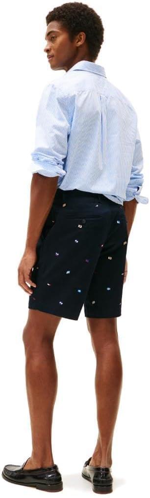 imageTommy Hilfiger Mens Casual Cotton Shorts 9 Inch with Stretch Also Available in Big and TallDesert Sky Embroidered