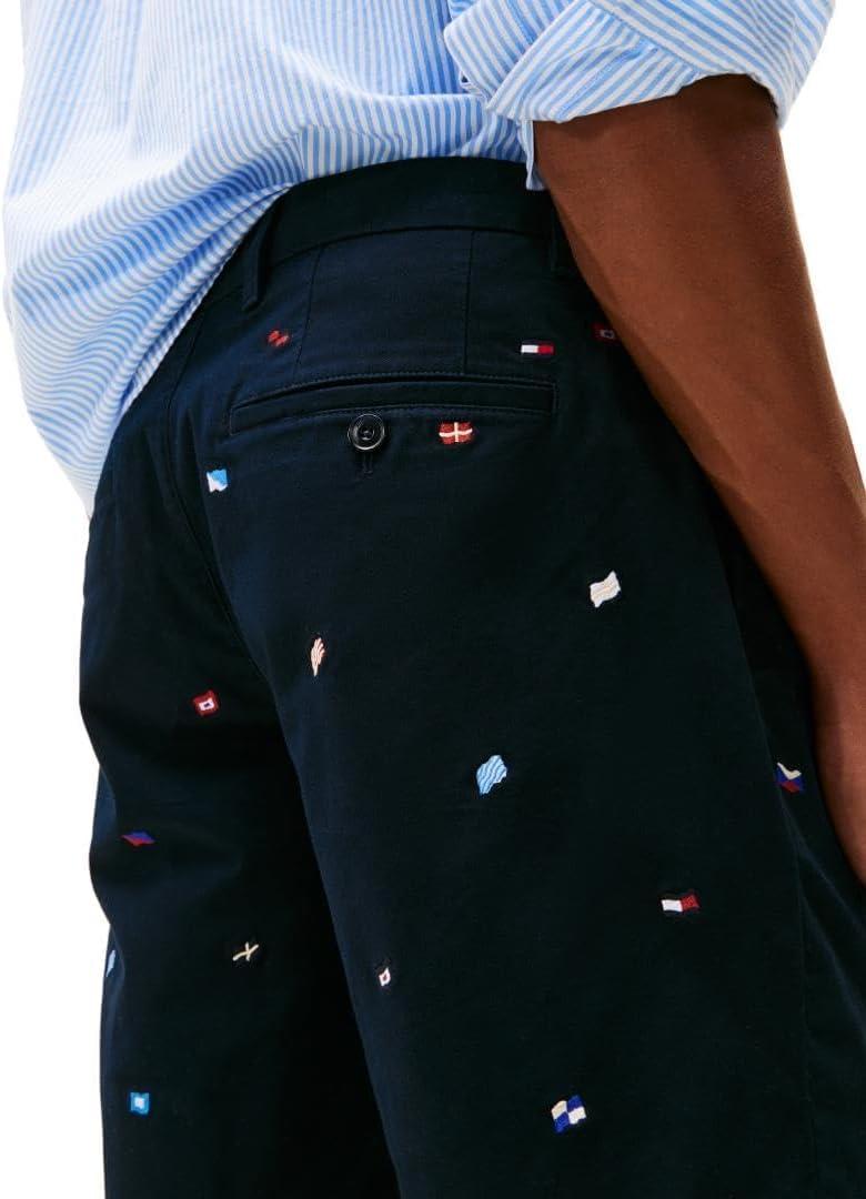 imageTommy Hilfiger Mens Casual Cotton Shorts 9 Inch with Stretch Also Available in Big and TallDesert Sky Embroidered