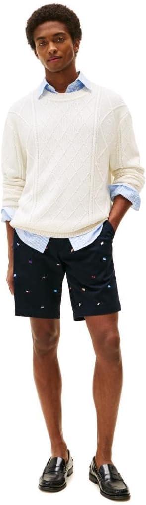 imageTommy Hilfiger Mens Casual Cotton Shorts 9 Inch with Stretch Also Available in Big and TallDesert Sky Embroidered