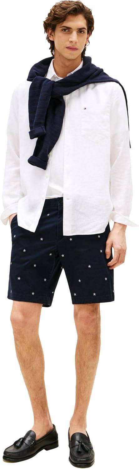imageTommy Hilfiger Mens Casual Cotton Shorts 9 Inch with Stretch Also Available in Big and TallDesert Sky Ivory