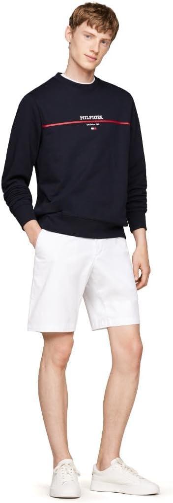 imageTommy Hilfiger Mens Casual Cotton Shorts 9 Inch with Stretch Also Available in Big and TallTh Optic White