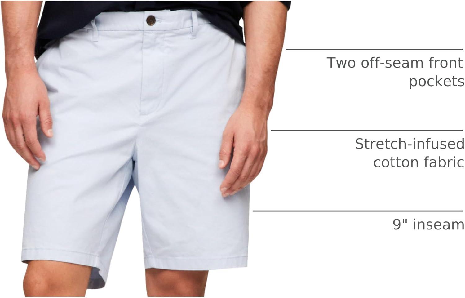 imageTommy Hilfiger Mens Casual Stretch 9 Inseam Chino ShortsBreezy Blue