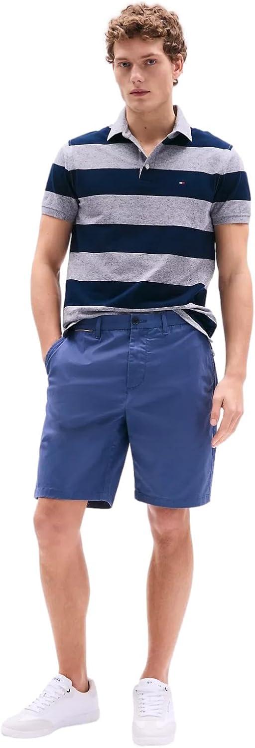 imageTommy Hilfiger Mens Casual Stretch 9 Inseam Chino ShortsTh Faded Indigo