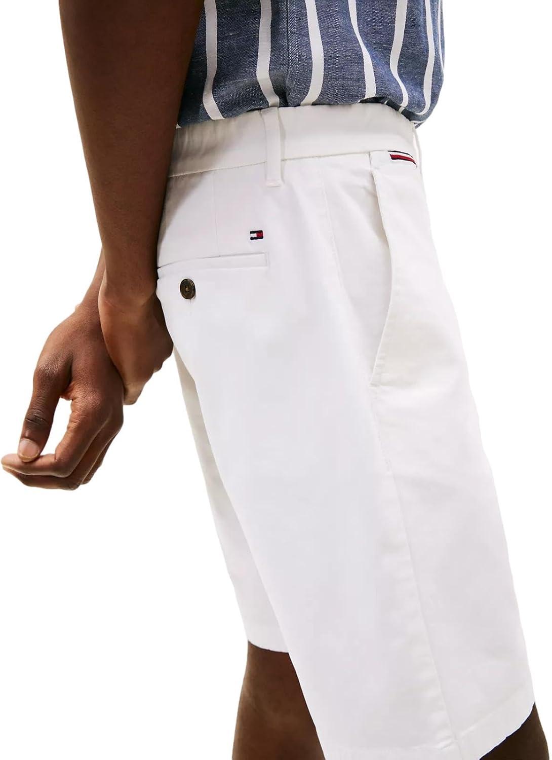 imageTommy Hilfiger Mens Casual Stretch 9 Inseam Chino ShortsTh Optic White