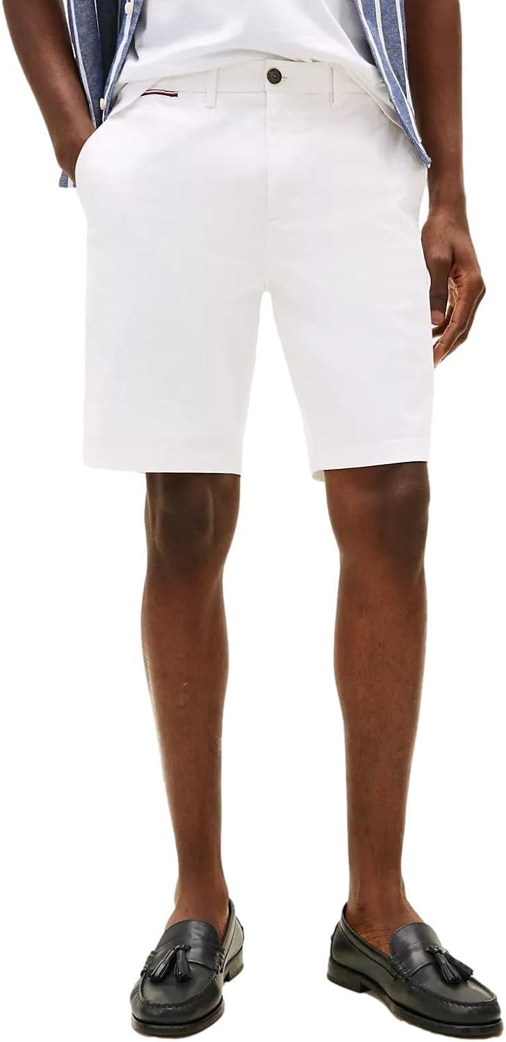 imageTommy Hilfiger Mens Casual Stretch 9 Inseam Chino ShortsTh Optic White