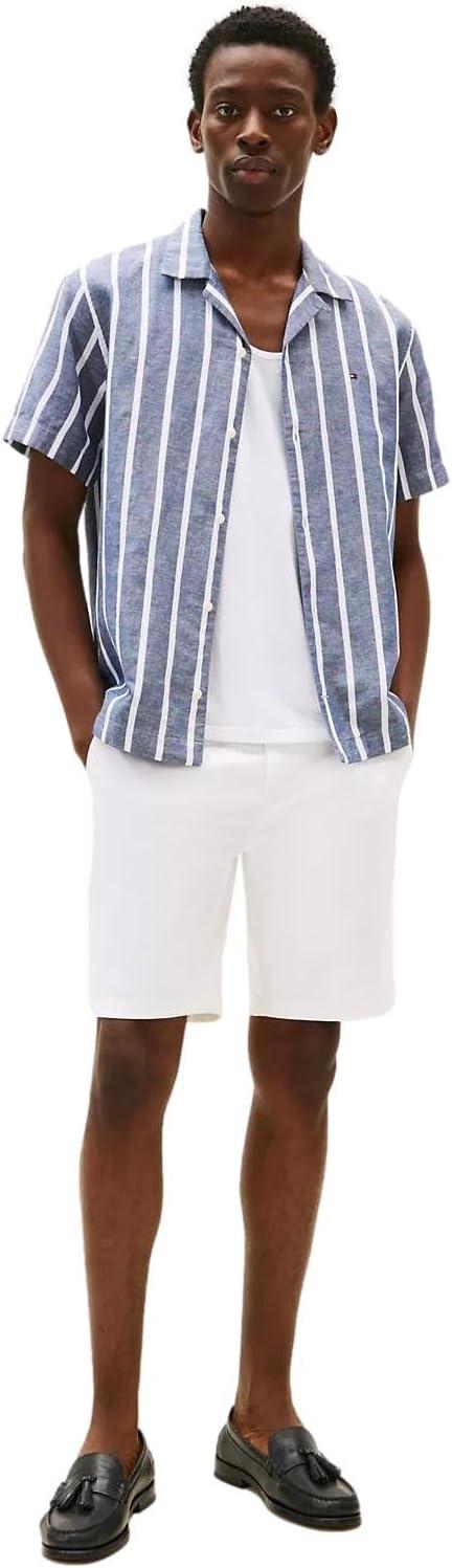 imageTommy Hilfiger Mens Casual Stretch 9 Inseam Chino ShortsTh Optic White
