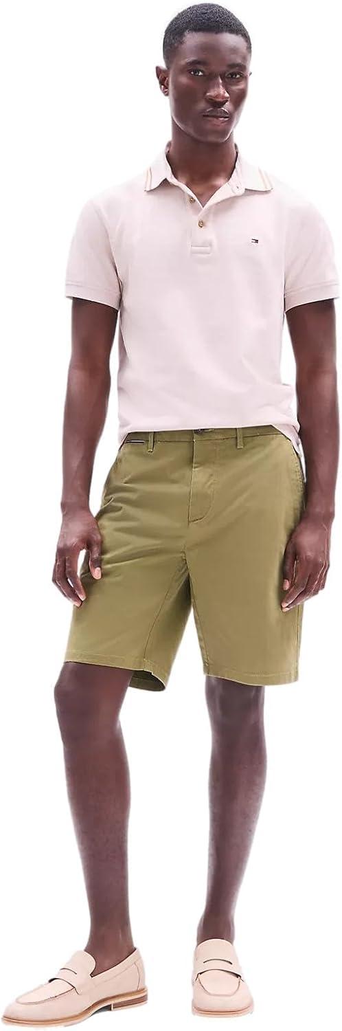 imageTommy Hilfiger Mens Casual Stretch 9 Inseam Chino ShortsTh Uniform Olive