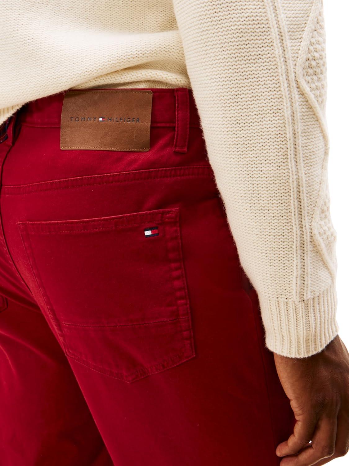 imageTommy Hilfiger Mens Causal Five Pocket Pants with Stretch in Straight FitRegatta Red