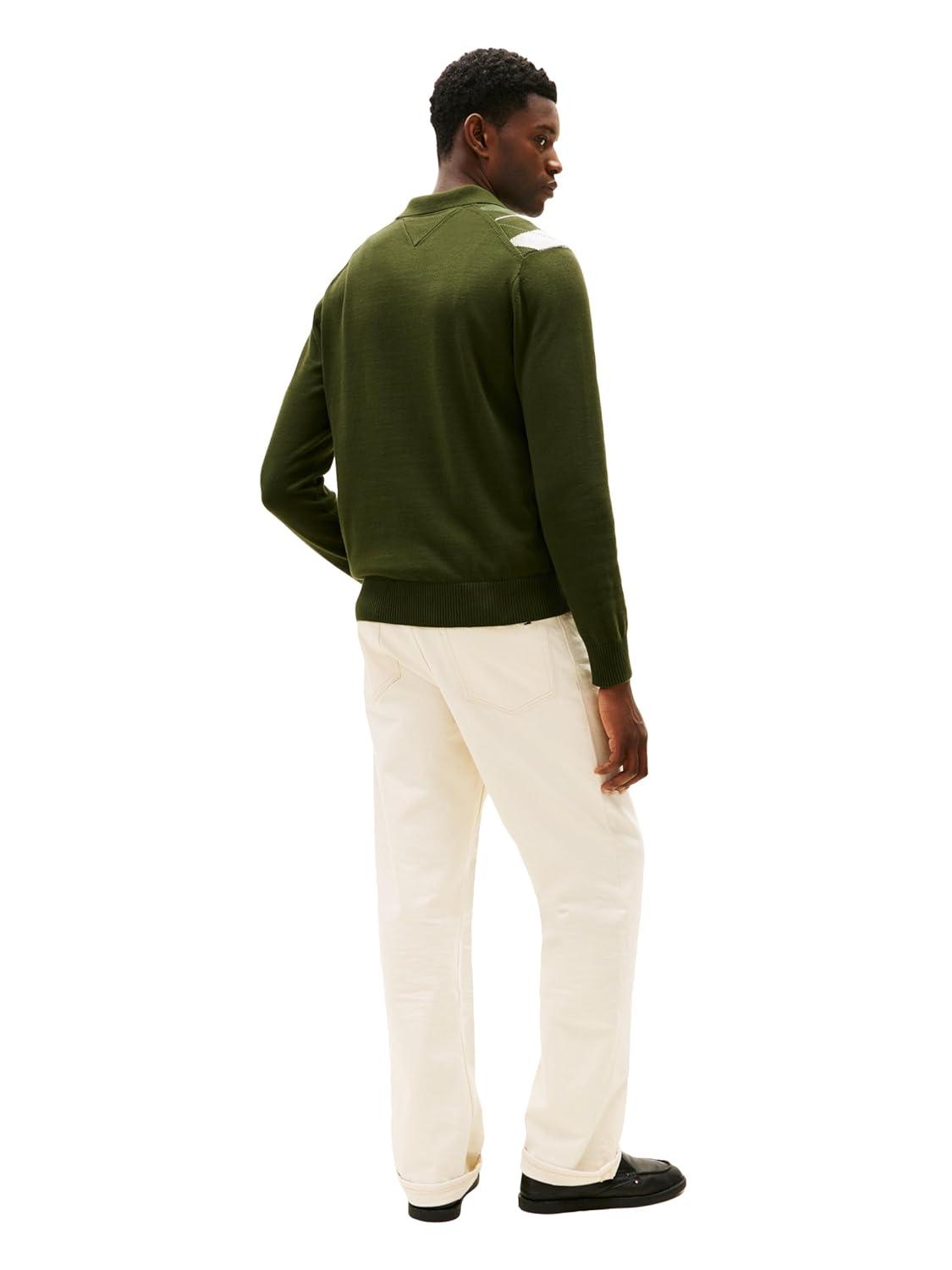 imageTommy Hilfiger Mens Cotton Argyle Long Sleeve Pullover Sweater PoloArctic Spruce