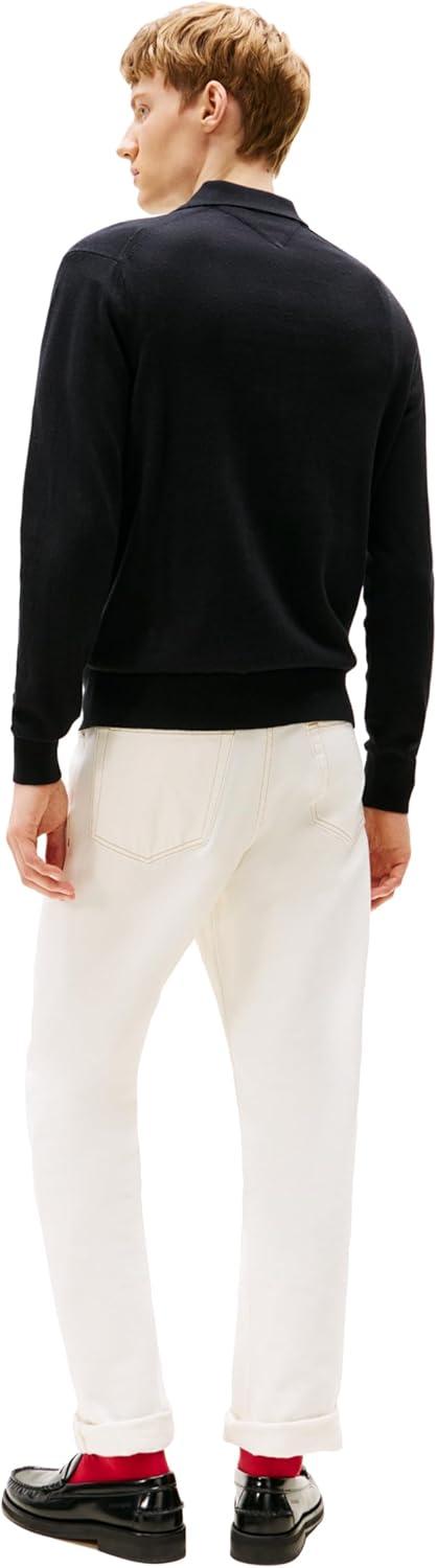 imageTommy Hilfiger Mens Cotton Cashmere Long Sleeve Pullover Sweater PoloBlack