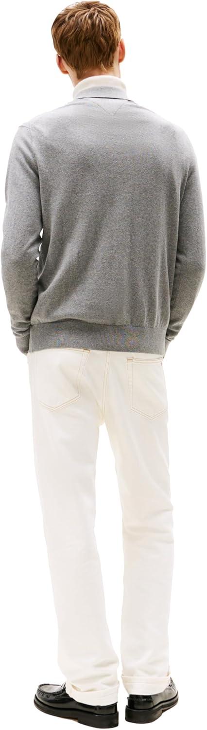 imageTommy Hilfiger Mens Cotton Cashmere Long Sleeve Pullover Sweater PoloMedium Grey Heather