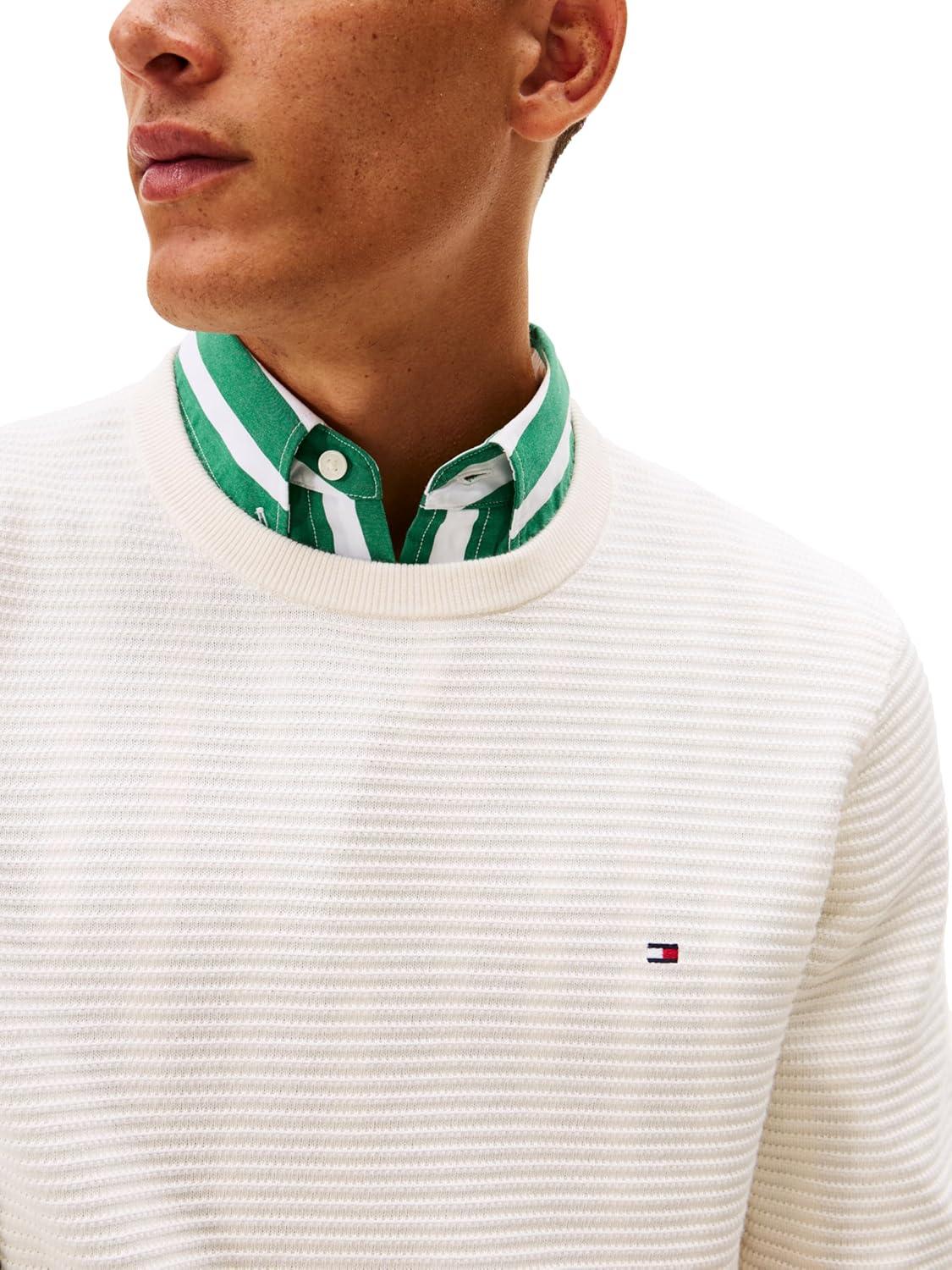 imageTommy Hilfiger Mens Cotton Knit Lightweight Crewneck Sweater PulloverIvory Petal