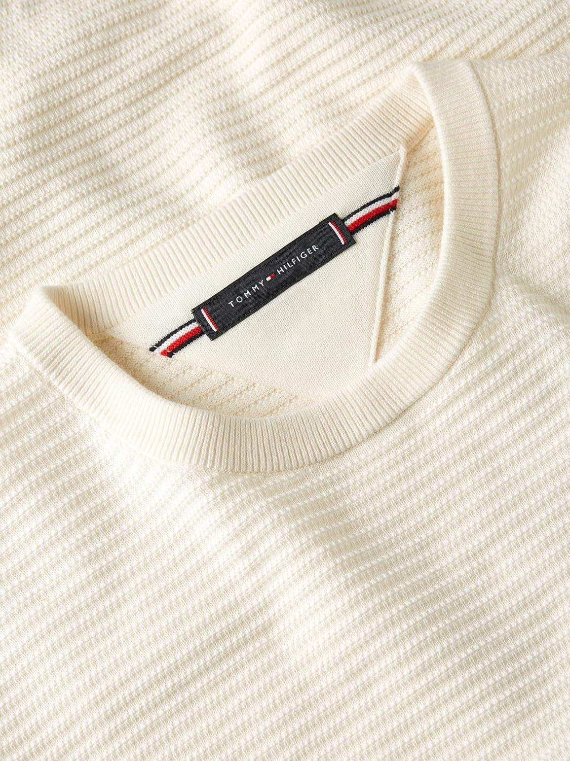 imageTommy Hilfiger Mens Cotton Knit Lightweight Crewneck Sweater PulloverIvory Petal