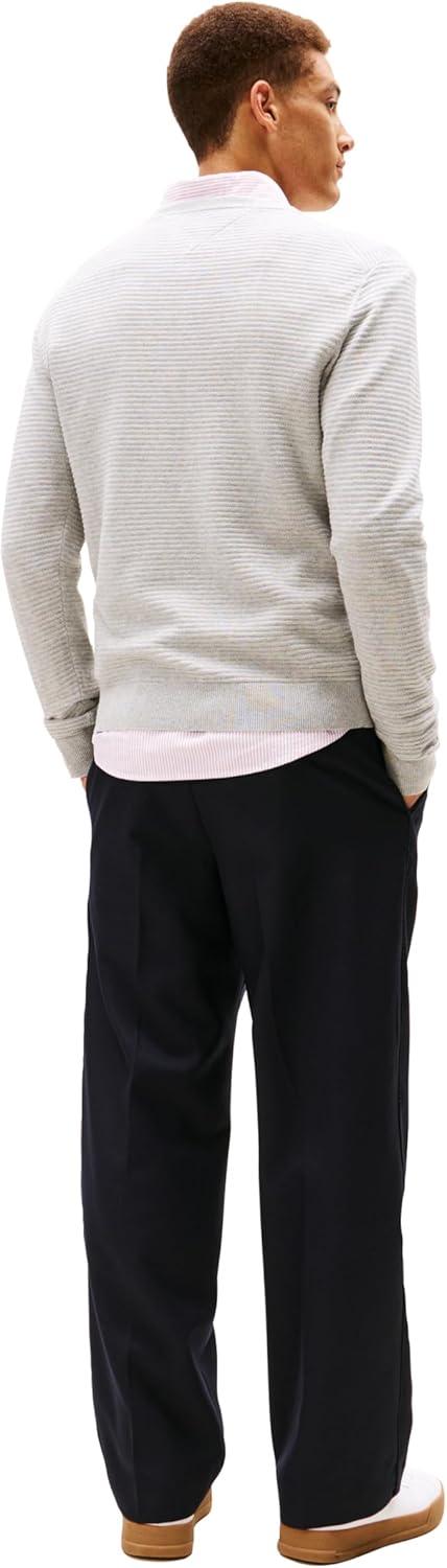imageTommy Hilfiger Mens Cotton Knit Lightweight Crewneck Sweater PulloverLight Grey Heather