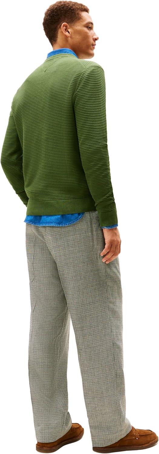 imageTommy Hilfiger Mens Cotton Knit Lightweight Crewneck Sweater PulloverMountain Pine