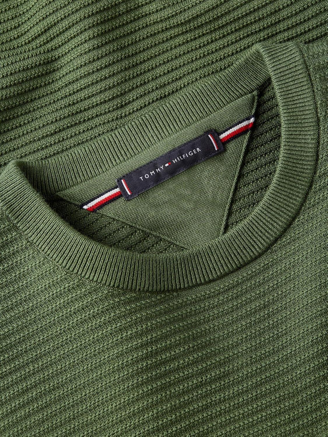 imageTommy Hilfiger Mens Cotton Knit Lightweight Crewneck Sweater PulloverMountain Pine