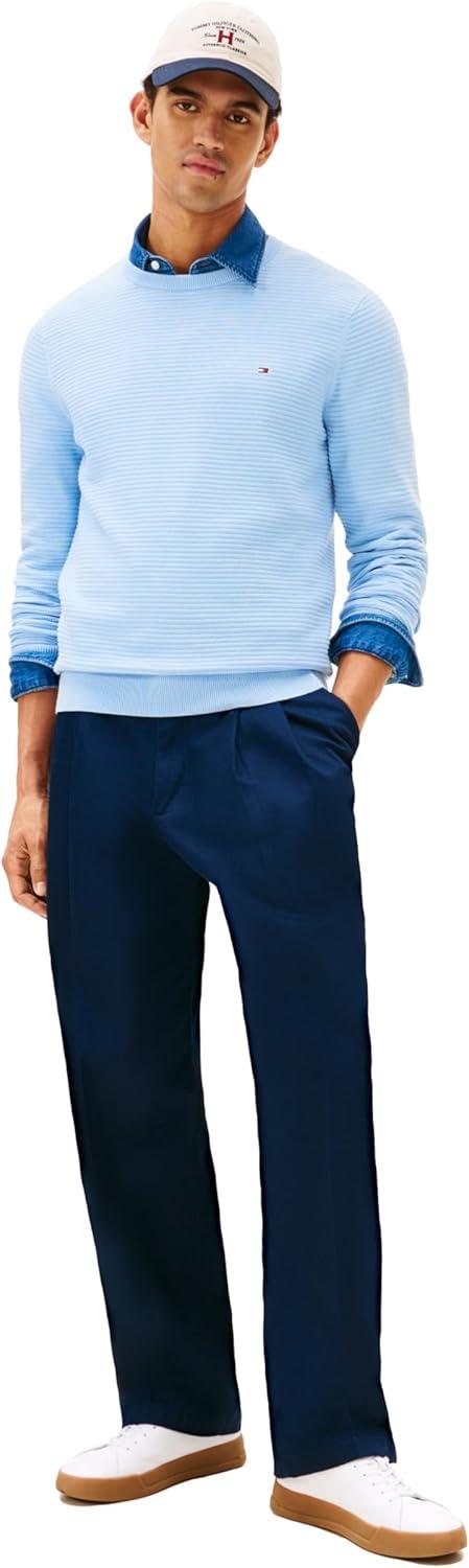 imageTommy Hilfiger Mens Cotton Knit Lightweight Crewneck Sweater PulloverWell Water