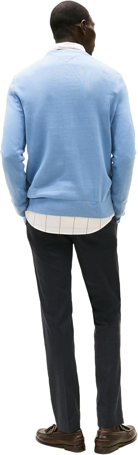 imageTommy Hilfiger Mens Cotton Solid Crewneck Sweater Lightweight Pullover Also Available in Big ampamp TallBrisk Blue