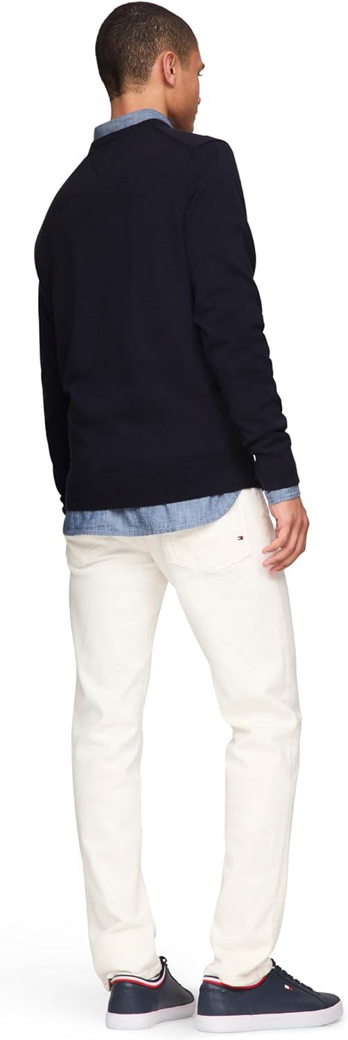imageTommy Hilfiger Mens Cotton Solid Crewneck Sweater Lightweight Pullover Also Available in Big ampamp TallDesert Sky