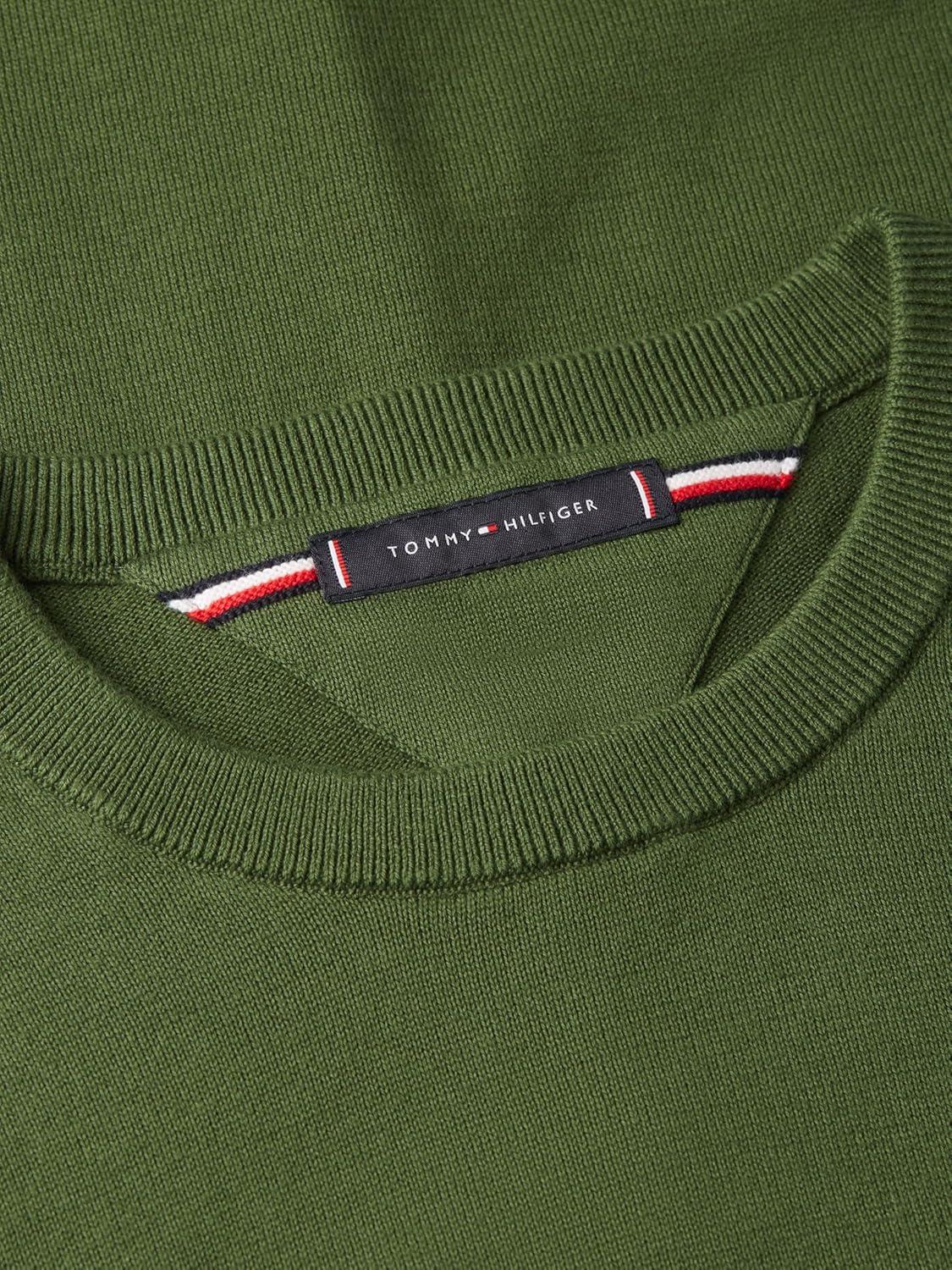 imageTommy Hilfiger Mens Cotton Solid Crewneck Sweater Lightweight Pullover Also Available in Big ampamp TallMountain Pine