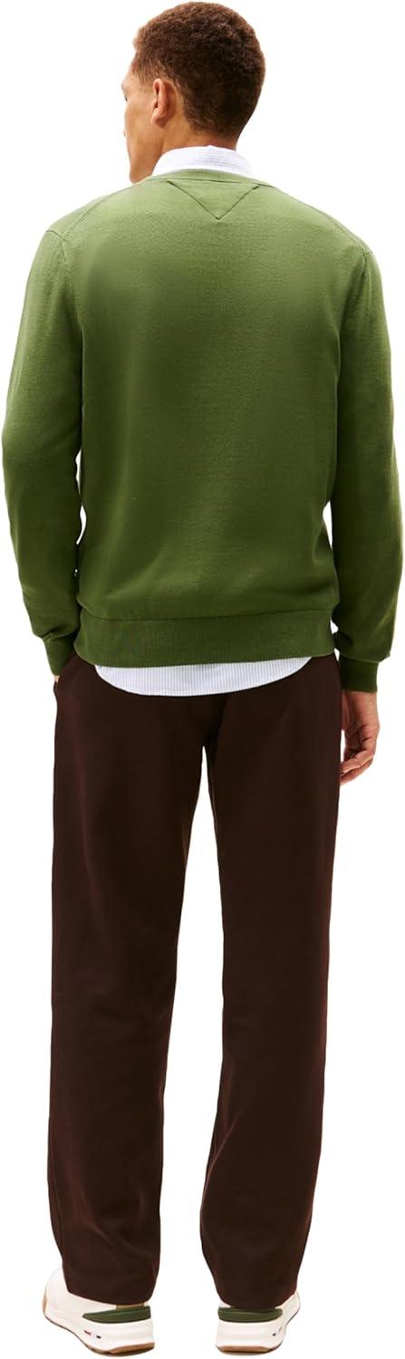 imageTommy Hilfiger Mens Cotton Solid Crewneck Sweater Lightweight Pullover Also Available in Big ampamp TallMountain Pine