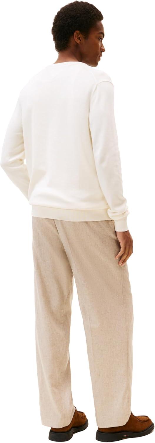 imageTommy Hilfiger Mens Cotton Solid V Neck Sweater Lightweight PulloverIvory Petal