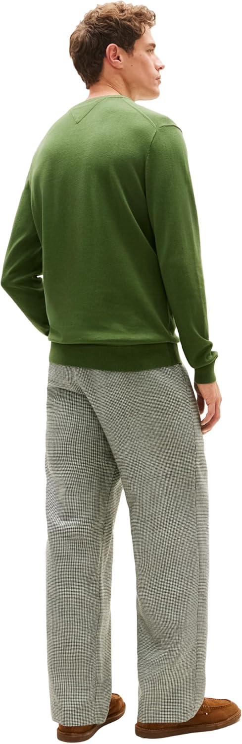 imageTommy Hilfiger Mens Cotton Solid V Neck Sweater Lightweight PulloverMountain Pine