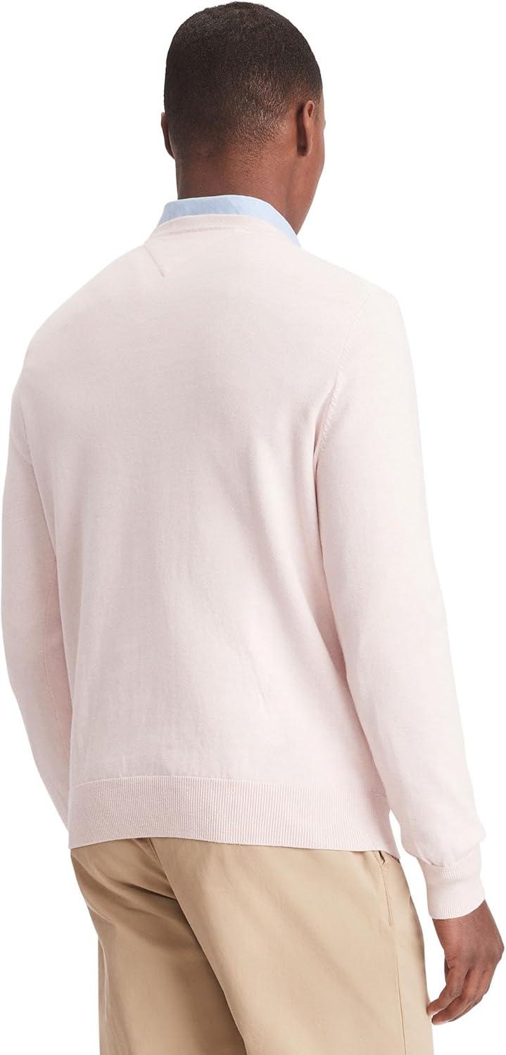 imageTommy Hilfiger Mens Essential Long Sleeve Cotton VNeck Pullover SweaterLight Pink Heather