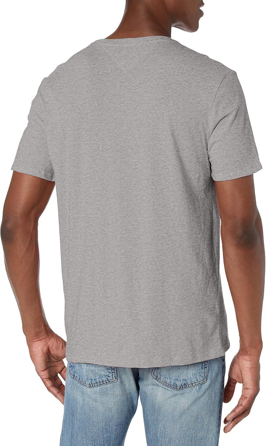 imageTommy Hilfiger Mens Essential Short Sleeve Stripe Crewneck Pocket TShirtB10 Grey Heather