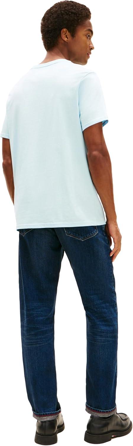 imageTommy Hilfiger Mens Essential Short Sleeve Stripe Crewneck Pocket TShirtCorydalis Blue