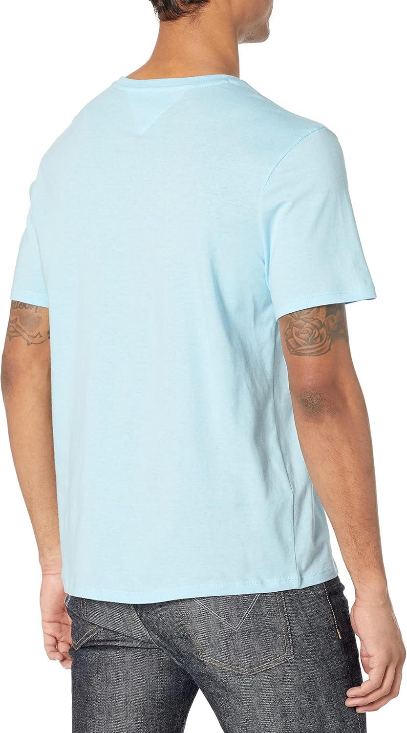 imageTommy Hilfiger Mens Essential Short Sleeve Stripe Crewneck Pocket TShirtSkyline Blue