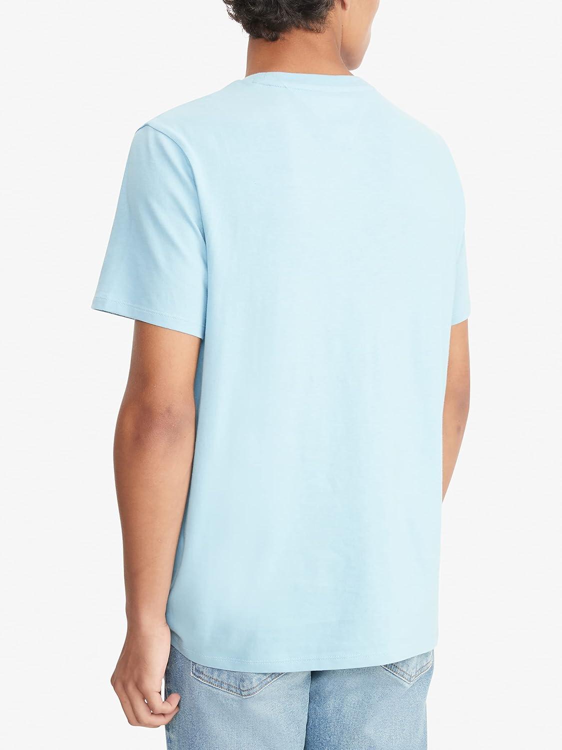 imageTommy Hilfiger Mens Essential Short Sleeve Stripe Crewneck Pocket TShirtSleepy Blue