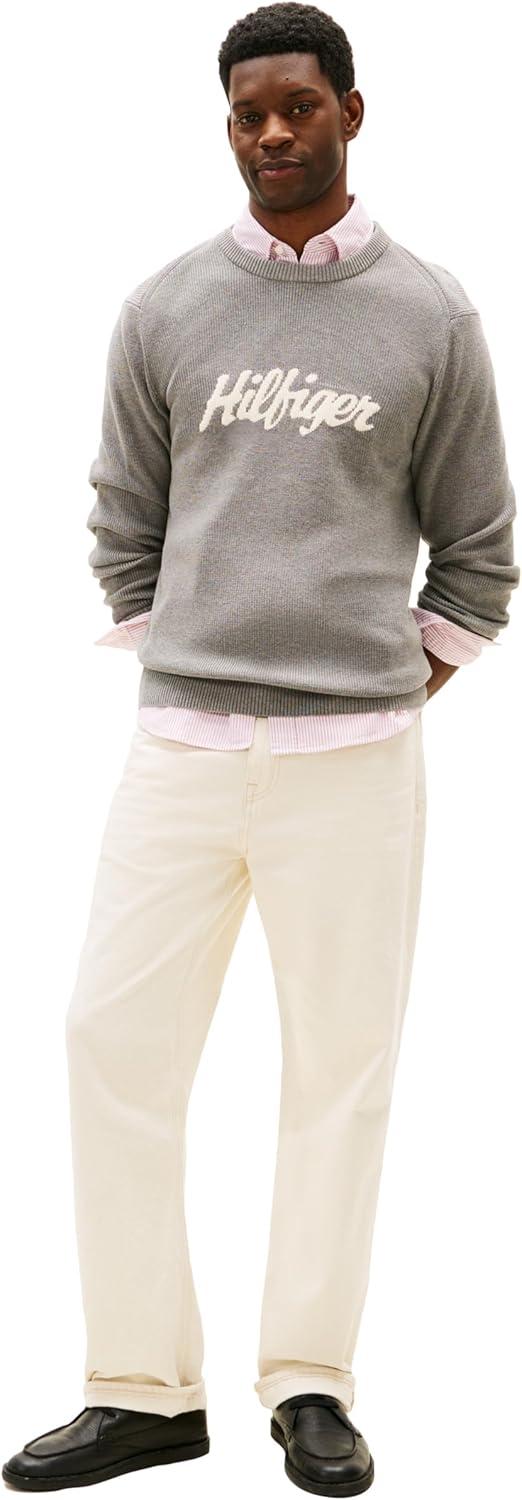 imageTommy Hilfiger Mens Graphic Cotton Crewneck Lightweight Sweater PulloverMedium Grey Heather