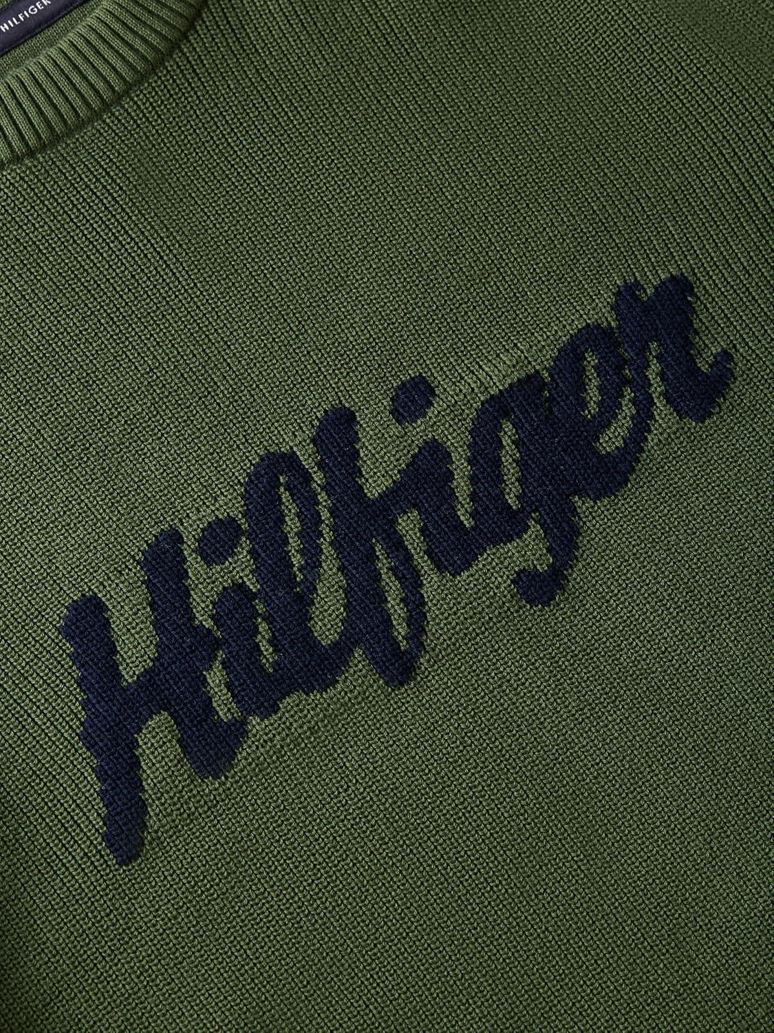 imageTommy Hilfiger Mens Graphic Cotton Crewneck Lightweight Sweater PulloverMountain Pine