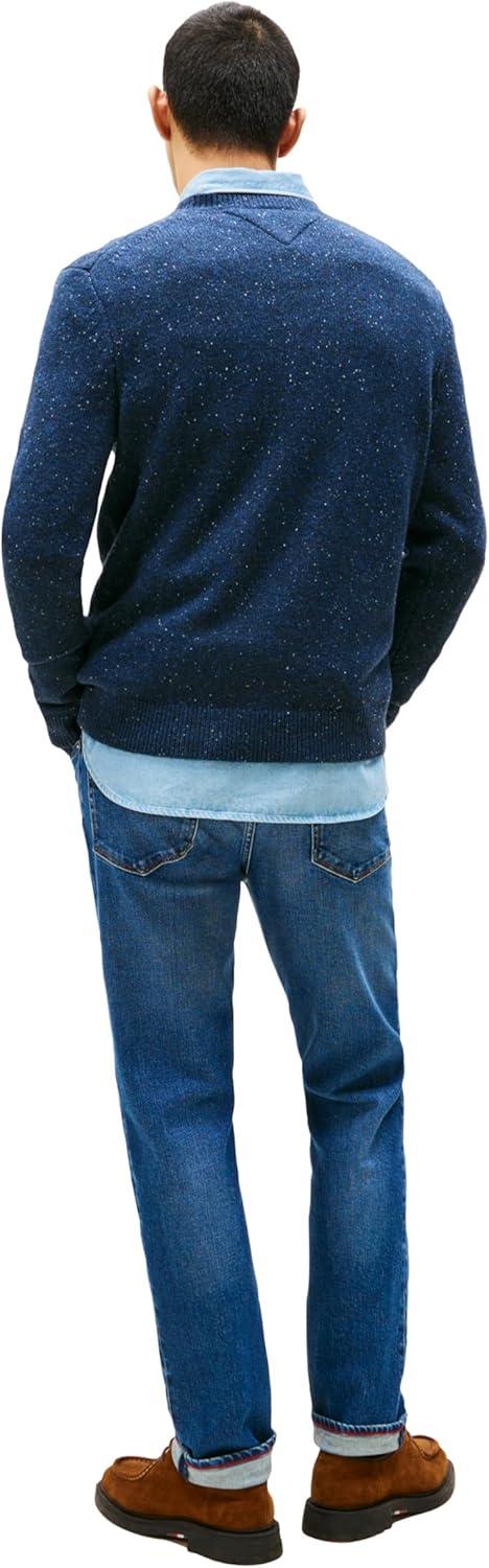 imageTommy Hilfiger Mens Lambswool Donegal Crewneck Sweater PulloverDesert Sky Heather