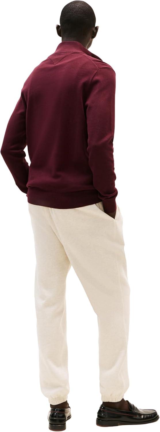 imageTommy Hilfiger Mens Lightweight Pullover Quarter Zip SweaterDeep Burgundy