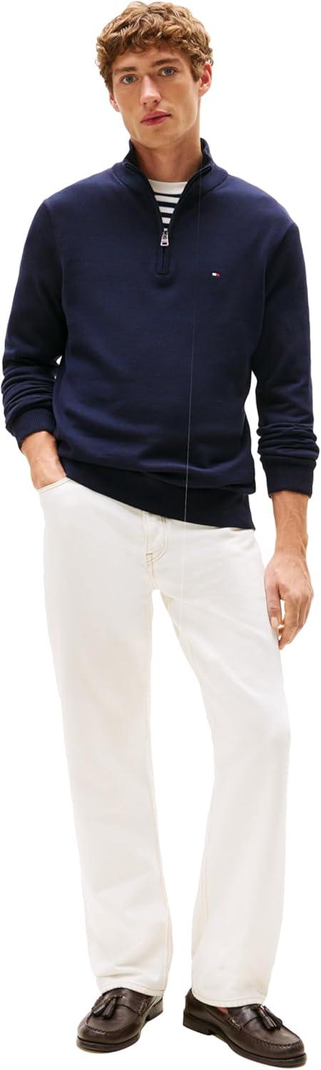 imageTommy Hilfiger Mens Lightweight Pullover Quarter Zip SweaterDesert Sky