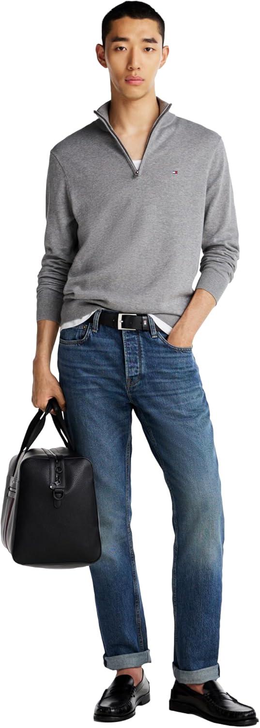 imageTommy Hilfiger Mens Lightweight Pullover Quarter Zip SweaterMedium Grey Heather